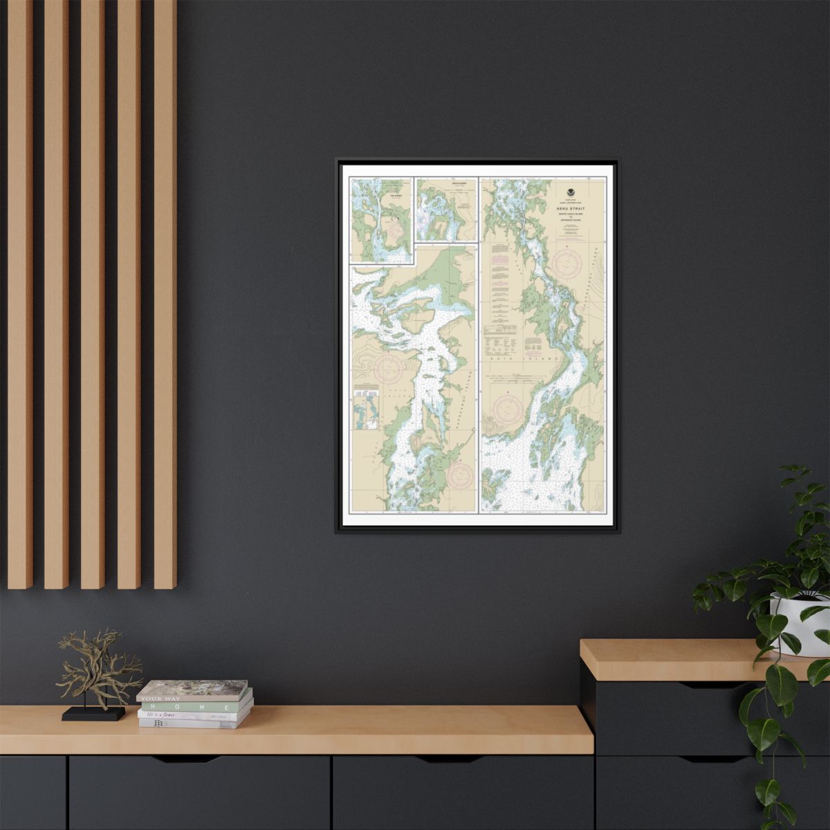 Chart 17372 Keku Strait-Monte Carlo Island to Entrance Island;The Summit;Devils Elbow - NOAA Nautical Chart Floating Frame Canvas | 24" x 32" | 30" x 40" - Black context-2