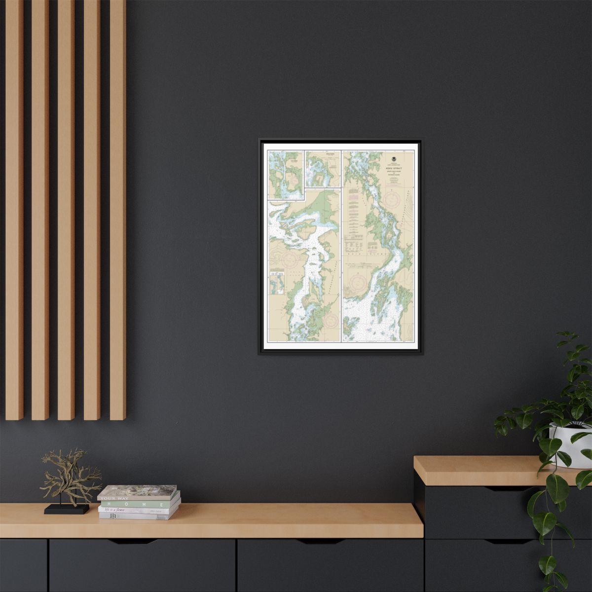 Chart 17372 Keku Strait-Monte Carlo Island to Entrance Island;The Summit;Devils Elbow - NOAA Nautical Chart Floating Frame Canvas | 24" x 32" | 30" x 40" - Black context-2
