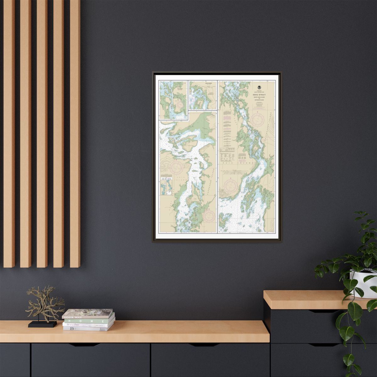 Chart 17372 Keku Strait-Monte Carlo Island to Entrance Island;The Summit;Devils Elbow - NOAA Nautical Chart Floating Frame Canvas | 24" x 32" | 30" x 40" - Espresso context-2