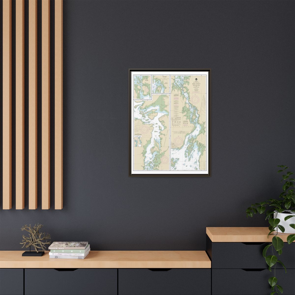 Chart 17372 Keku Strait-Monte Carlo Island to Entrance Island;The Summit;Devils Elbow - NOAA Nautical Chart Floating Frame Canvas | 24" x 32" | 30" x 40" - Espresso context-2