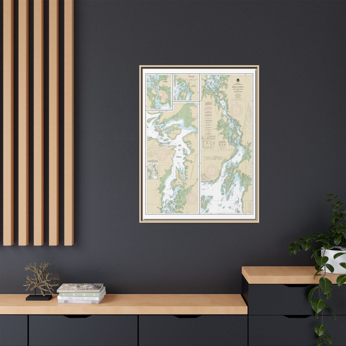 Chart 17372 Keku Strait-Monte Carlo Island to Entrance Island;The Summit;Devils Elbow - NOAA Nautical Chart Floating Frame Canvas | 24" x 32" | 30" x 40" - Natural context-2