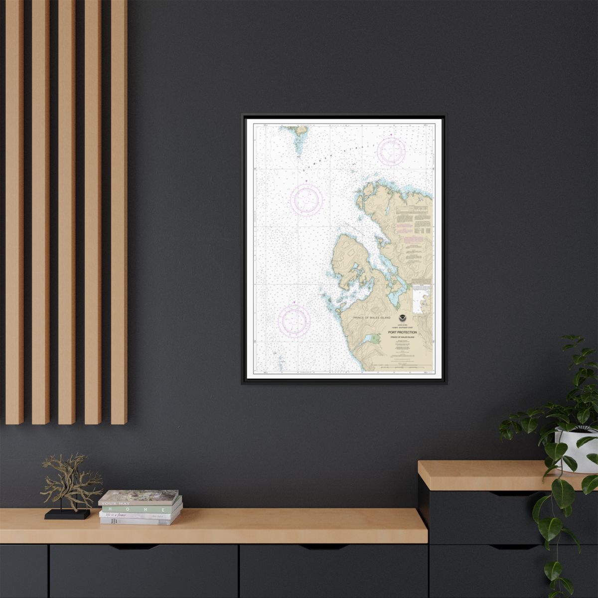 Chart 17378 Port Protection, Prince of Wales Island - NOAA Nautical Chart Floating Frame Canvas | 24" x 32" | 30" x 40" - Black context-2