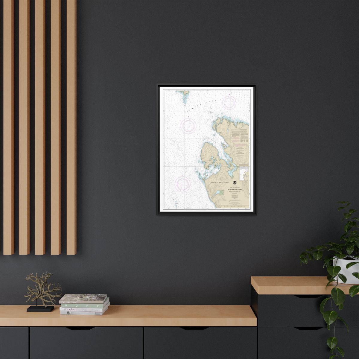 Chart 17378 Port Protection, Prince of Wales Island - NOAA Nautical Chart Floating Frame Canvas | 24" x 32" | 30" x 40" - Black context-2