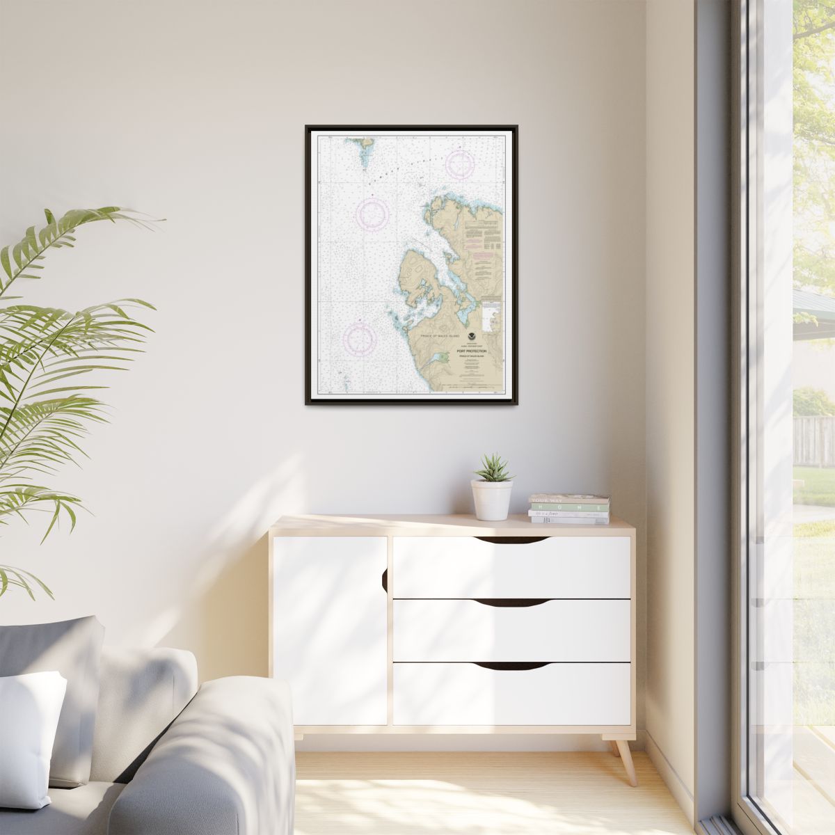 Chart 17378 Port Protection, Prince of Wales Island - NOAA Nautical Chart Floating Frame Canvas | 24" x 32" | 30" x 40" - Espresso context-1
