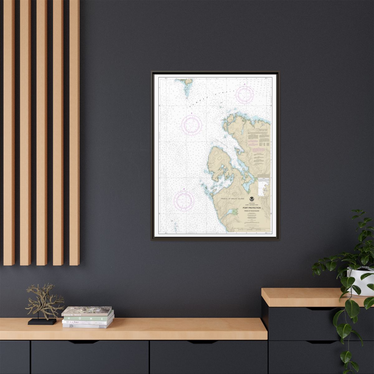 Chart 17378 Port Protection, Prince of Wales Island - NOAA Nautical Chart Floating Frame Canvas | 24" x 32" | 30" x 40" - Espresso context-2