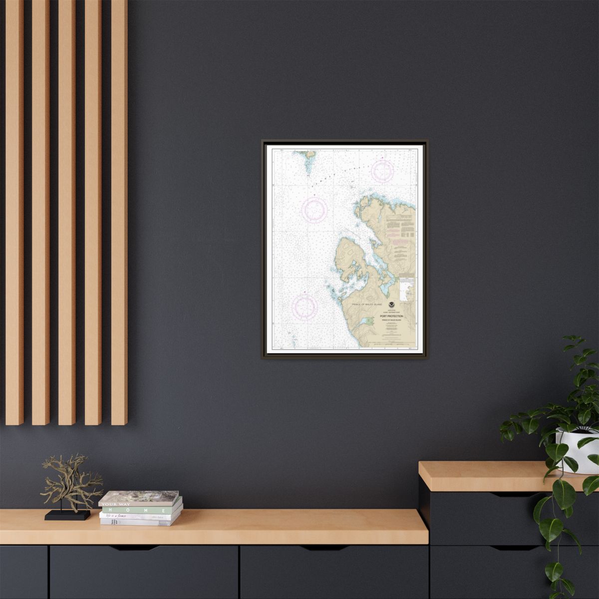 Chart 17378 Port Protection, Prince of Wales Island - NOAA Nautical Chart Floating Frame Canvas | 24" x 32" | 30" x 40" - Espresso context-2