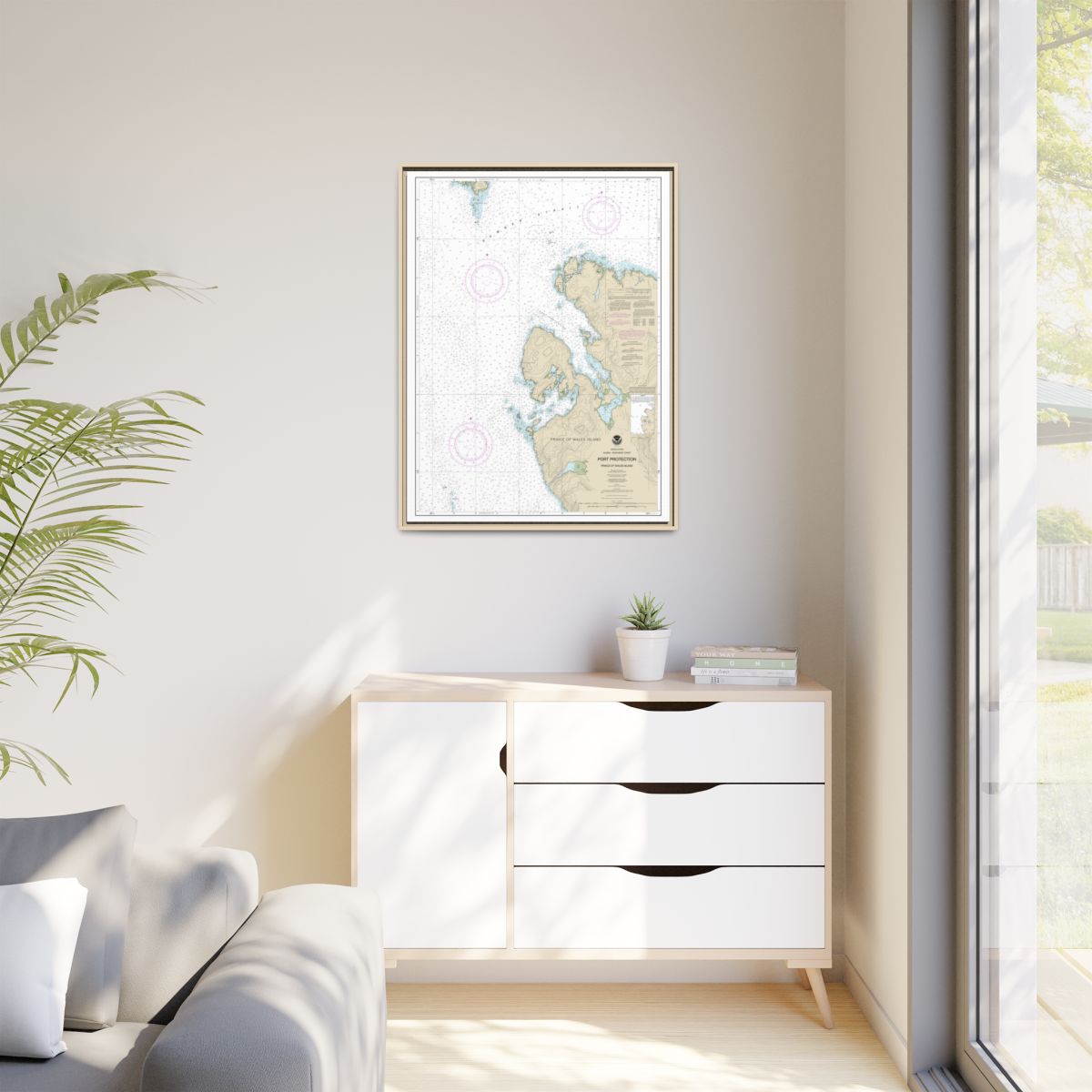 Chart 17378 Port Protection, Prince of Wales Island - NOAA Nautical Chart Floating Frame Canvas | 24" x 32" | 30" x 40" - Natural context-1