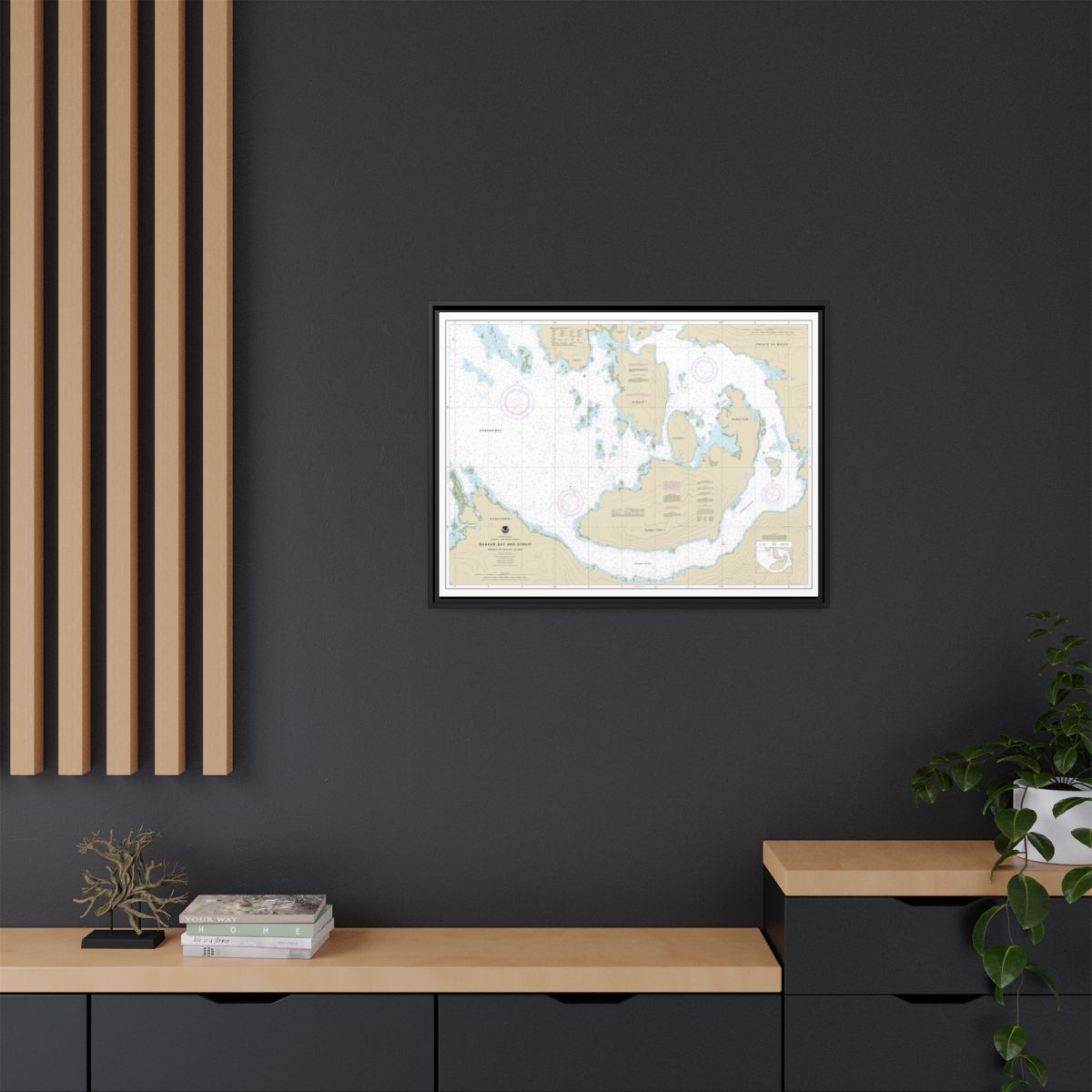 Chart 17379 Shakan Bay And Strait, Alaska - NOAA Nautical Chart Floating Frame Canvas | 32" x 24" | 40" x 30" - Black context-2