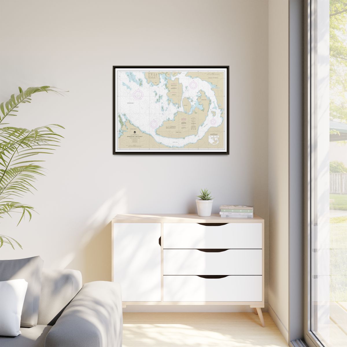 Chart 17379 Shakan Bay And Strait, Alaska - NOAA Nautical Chart Floating Frame Canvas | 32" x 24" | 40" x 30" - Espresso context-1