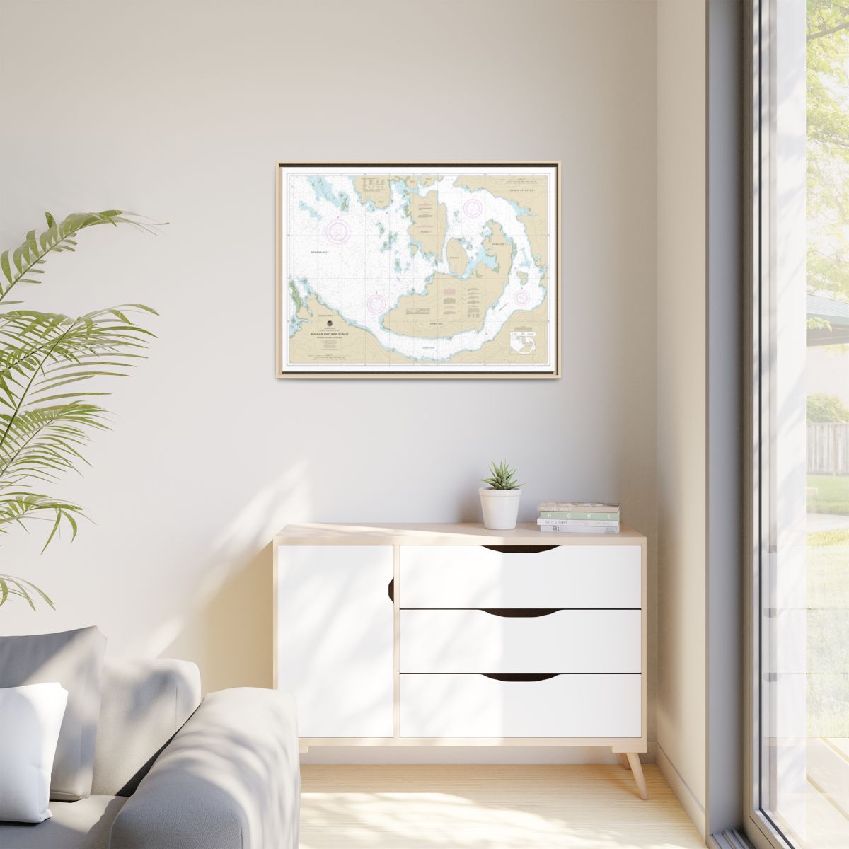 Chart 17379 Shakan Bay And Strait, Alaska - NOAA Nautical Chart Floating Frame Canvas | 32" x 24" | 40" x 30" - Natural context-1