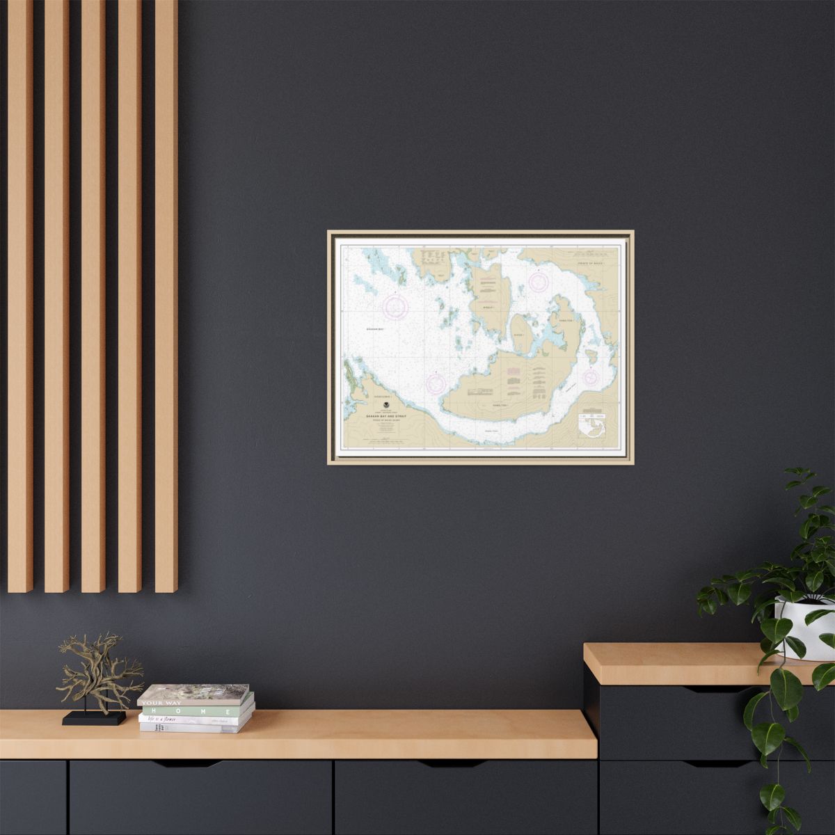 Chart 17379 Shakan Bay And Strait, Alaska - NOAA Nautical Chart Floating Frame Canvas | 32" x 24" | 40" x 30" - Natural context-2