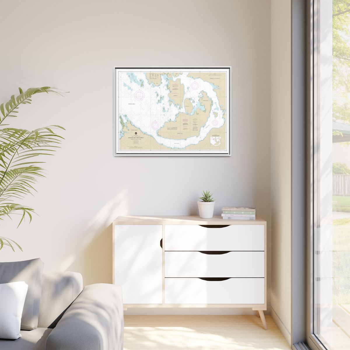 Chart 17379 Shakan Bay And Strait, Alaska - NOAA Nautical Chart Floating Frame Canvas | 32" x 24" | 40" x 30" - White context-1
