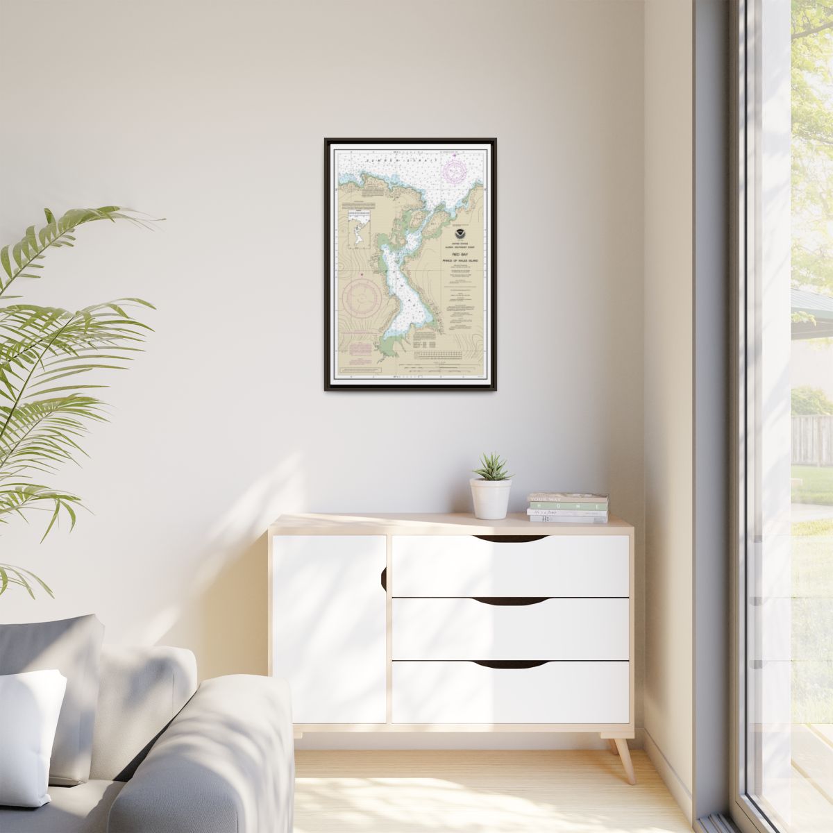 Chart 17381 Red Bay, Prince of Wales Island - NOAA Nautical Chart Floating Frame Canvas | 20" x 30" | 24" x 36" | 32" x 48" - Espresso context-1