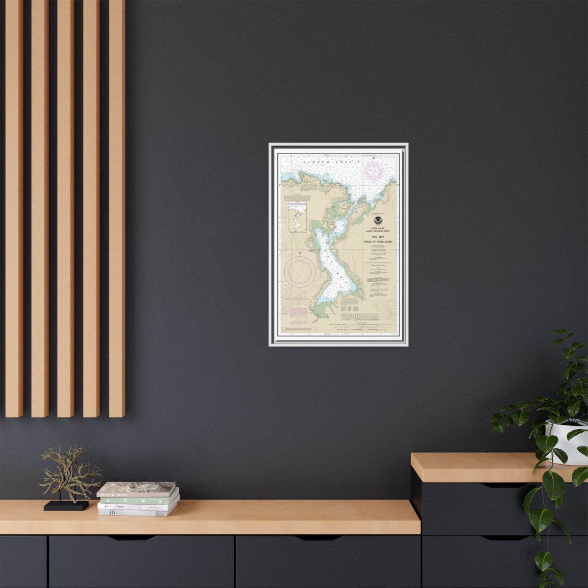 Chart 17381 Red Bay, Prince of Wales Island - NOAA Nautical Chart Floating Frame Canvas | 20" x 30" | 24" x 36" | 32" x 48" - White context-2