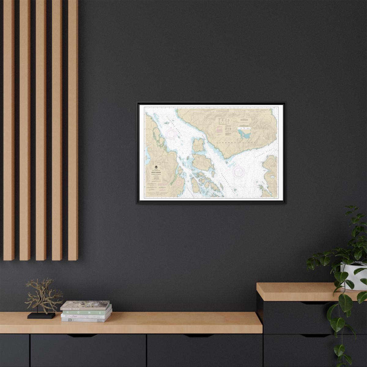 Chart 17383 Snow Passage, Alaska - NOAA Nautical Chart Floating Frame Canvas | 30" x 20" | 36" x 24" | 48" x 32" - Black context-2