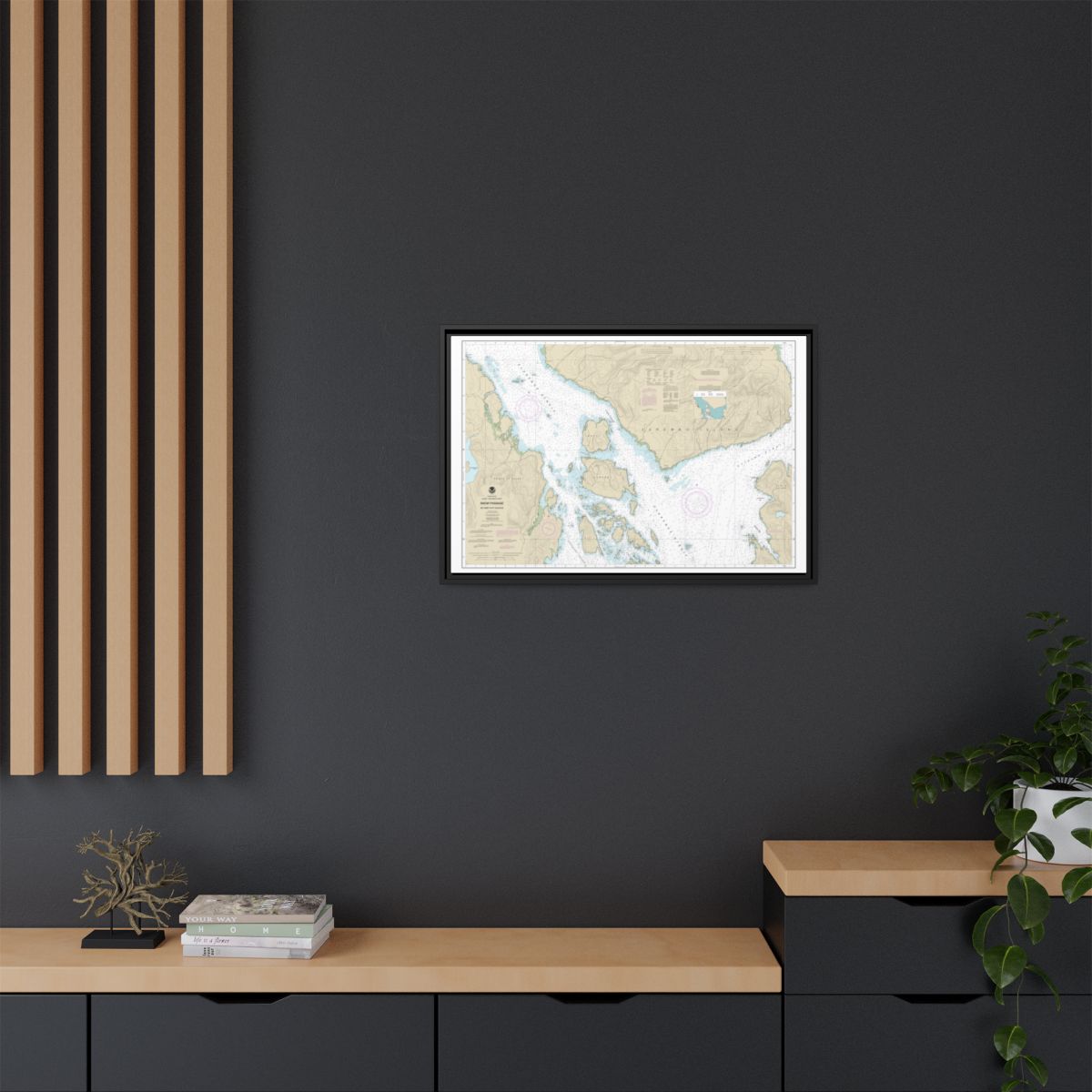 Chart 17383 Snow Passage, Alaska - NOAA Nautical Chart Floating Frame Canvas | 30" x 20" | 36" x 24" | 48" x 32" - Black context-2