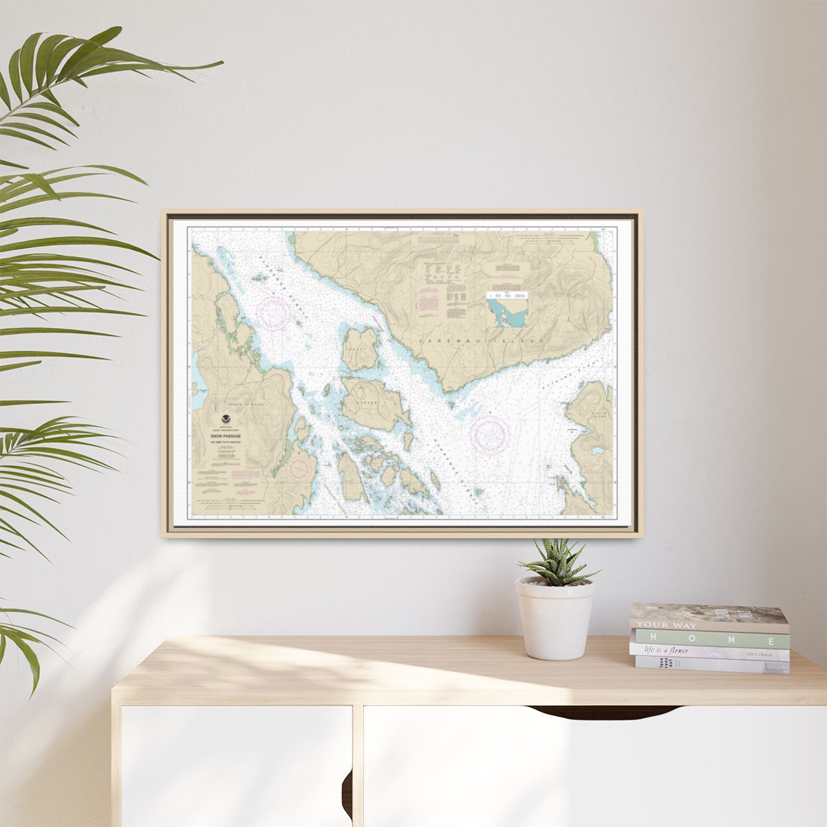 Chart 17383 Snow Passage, Alaska - NOAA Nautical Chart Floating Frame Canvas | 30" x 20" | 36" x 24" | 48" x 32" - Natural context-1