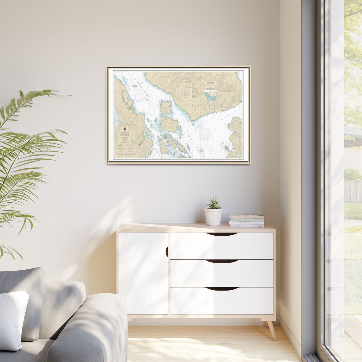 Chart 17383 Snow Passage, Alaska - NOAA Nautical Chart Floating Frame Canvas | 30" x 20" | 36" x 24" | 48" x 32" - Natural context-1