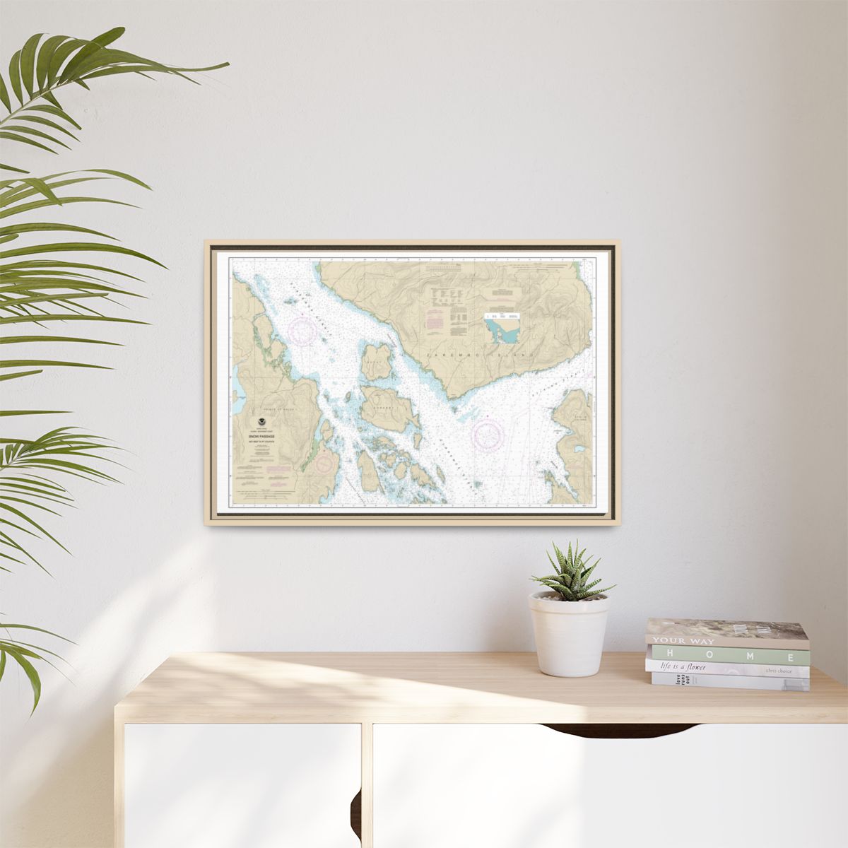 Chart 17383 Snow Passage, Alaska - NOAA Nautical Chart Floating Frame Canvas | 30" x 20" | 36" x 24" | 48" x 32" - Natural context-1