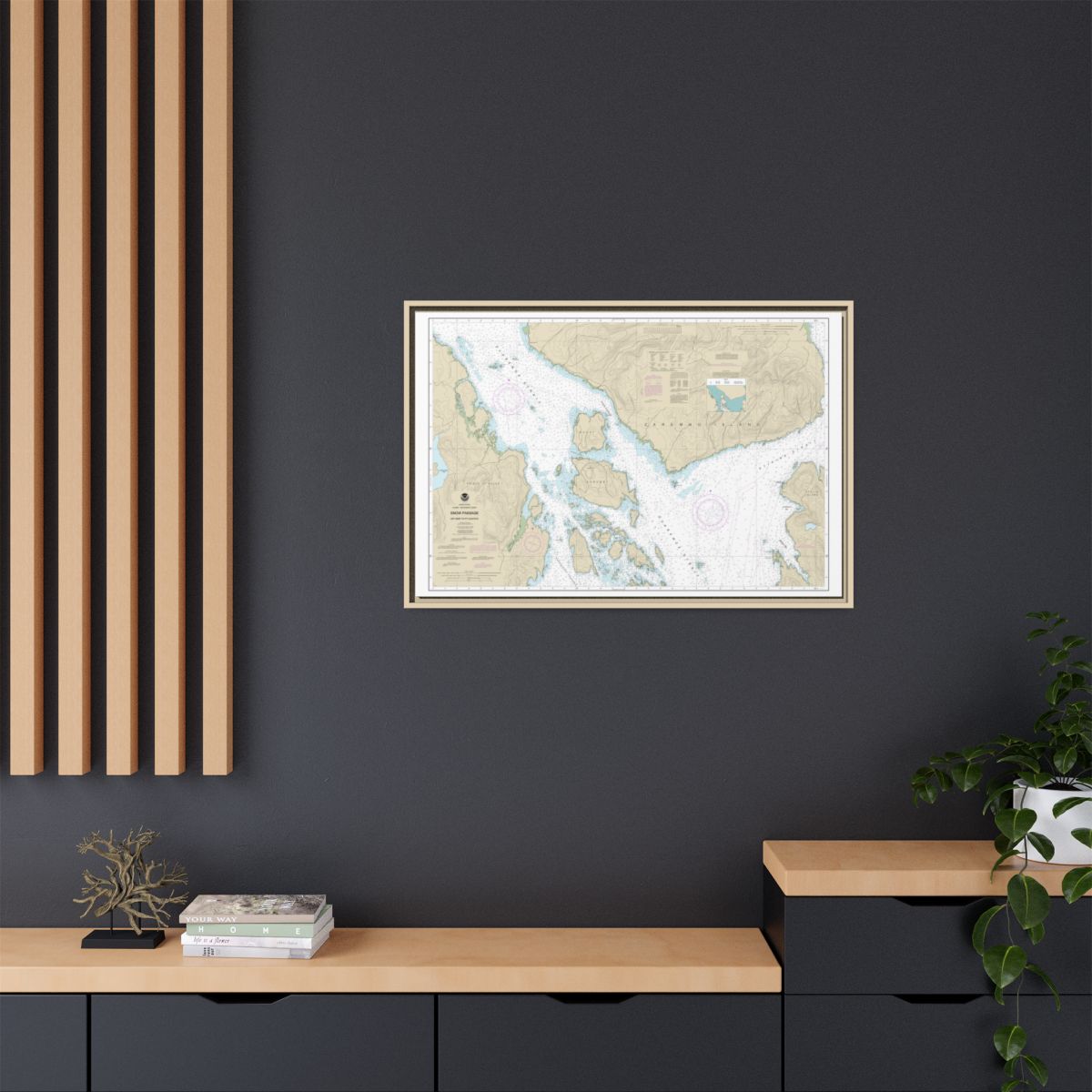 Chart 17383 Snow Passage, Alaska - NOAA Nautical Chart Floating Frame Canvas | 30" x 20" | 36" x 24" | 48" x 32" - Natural context-2