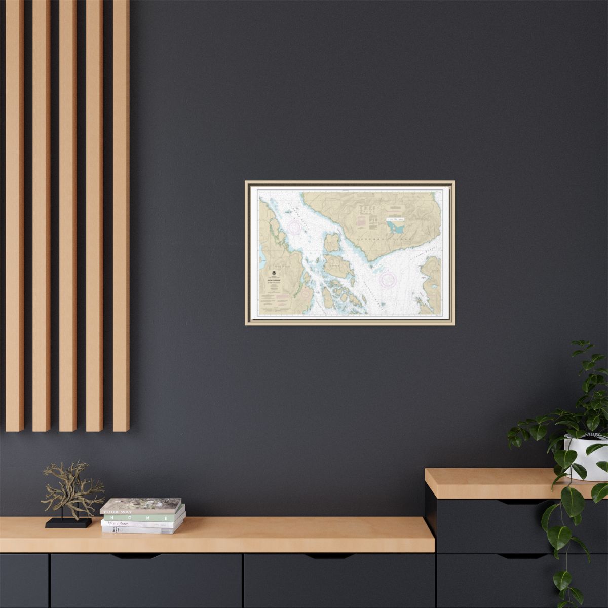 Chart 17383 Snow Passage, Alaska - NOAA Nautical Chart Floating Frame Canvas | 30" x 20" | 36" x 24" | 48" x 32" - Natural context-2