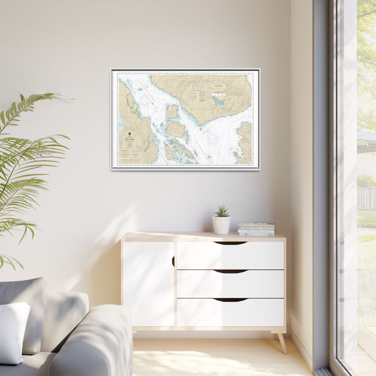 Chart 17383 Snow Passage, Alaska - NOAA Nautical Chart Floating Frame Canvas | 30" x 20" | 36" x 24" | 48" x 32" - White context-1