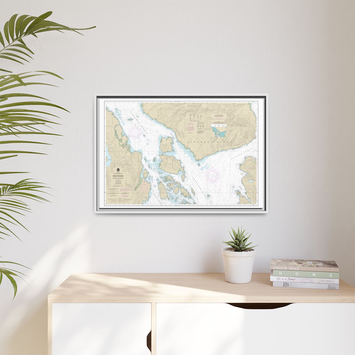 Chart 17383 Snow Passage, Alaska - NOAA Nautical Chart Floating Frame Canvas | 30" x 20" | 36" x 24" | 48" x 32" - White context-1