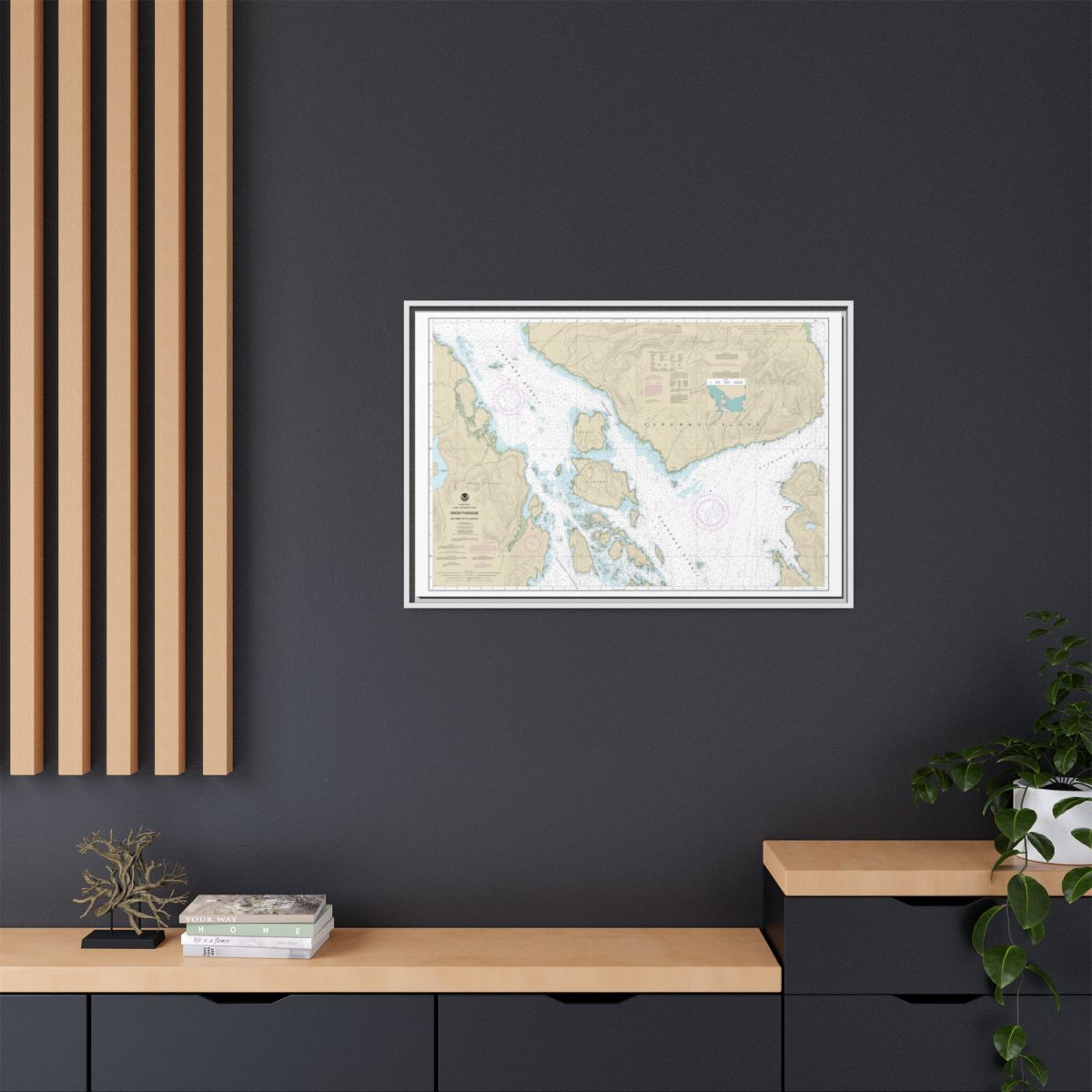 Chart 17383 Snow Passage, Alaska - NOAA Nautical Chart Floating Frame Canvas | 30" x 20" | 36" x 24" | 48" x 32" - White context-2