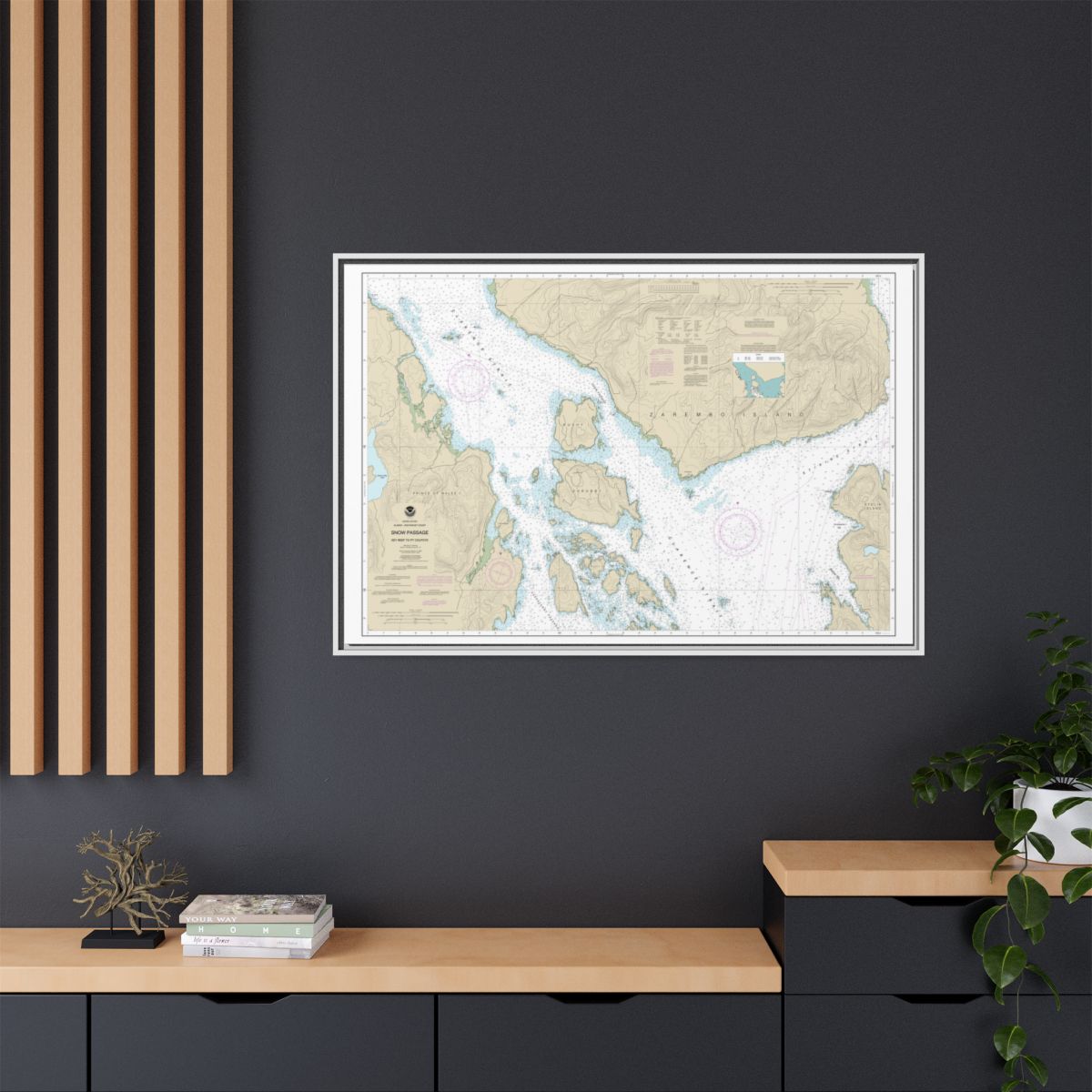 Chart 17383 Snow Passage, Alaska - NOAA Nautical Chart Floating Frame Canvas | 30" x 20" | 36" x 24" | 48" x 32" - White context-2