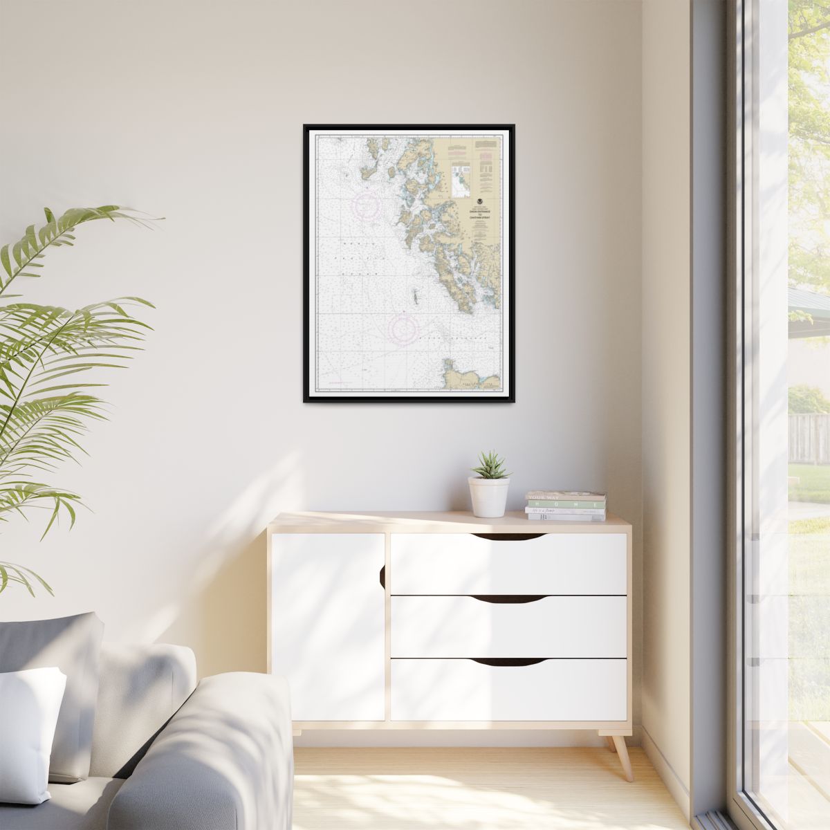 Chart 17400 Dixon Entrance to Chatham Strait - NOAA Nautical Chart Floating Frame Canvas | 24" x 32" | 30" x 40" - Black context-1