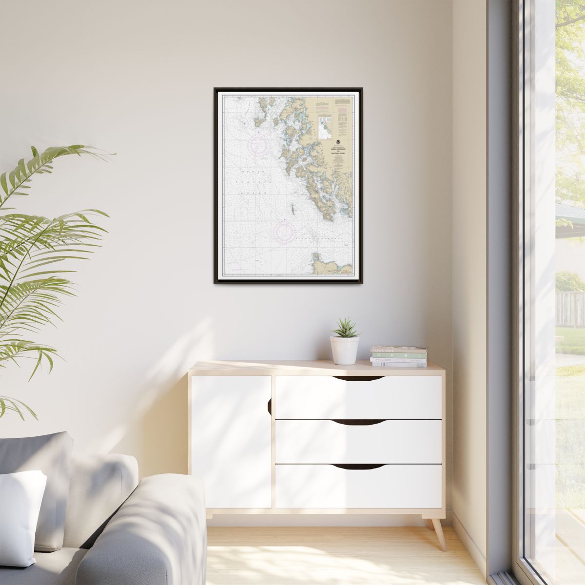 Chart 17400 Dixon Entrance to Chatham Strait - NOAA Nautical Chart Floating Frame Canvas | 24" x 32" | 30" x 40" - Espresso context-1