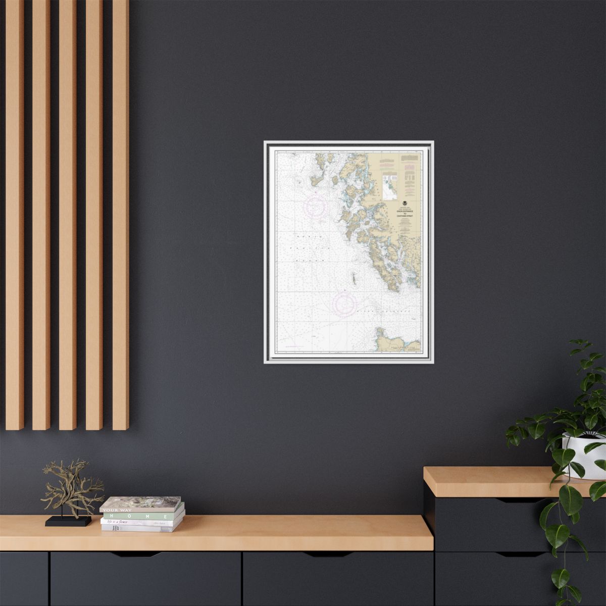 Chart 17400 Dixon Entrance to Chatham Strait - NOAA Nautical Chart Floating Frame Canvas | 24" x 32" | 30" x 40" - White context-2