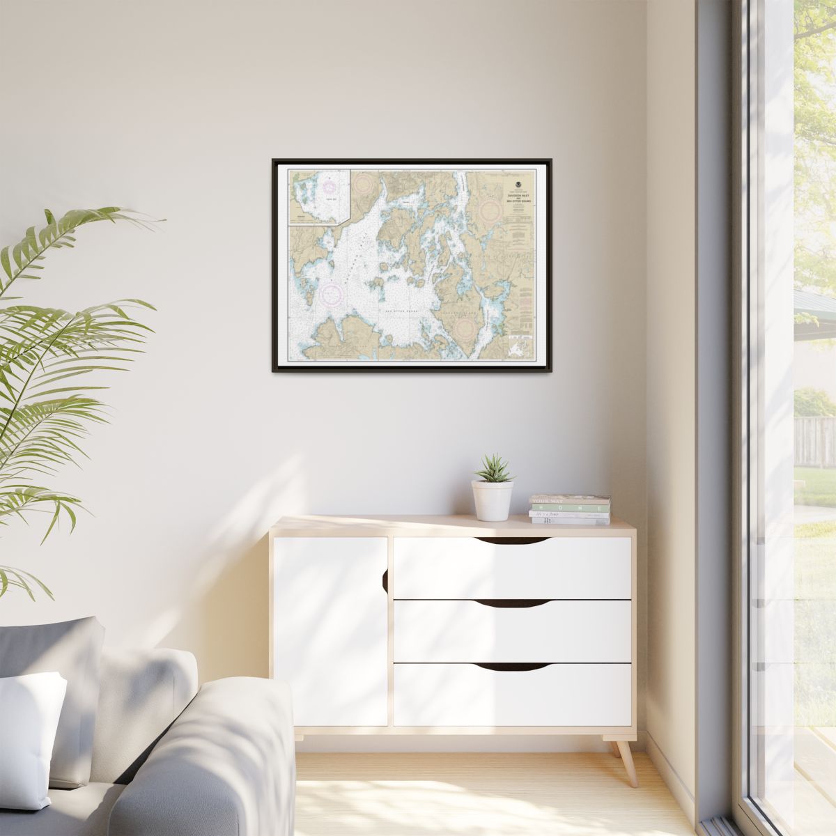 Chart 17403 Davidson Inlet and Sea Otter Sound;Edna Bay - NOAA Nautical Chart Floating Frame Canvas | 32" x 24" | 40" x 30" - Espresso context-1