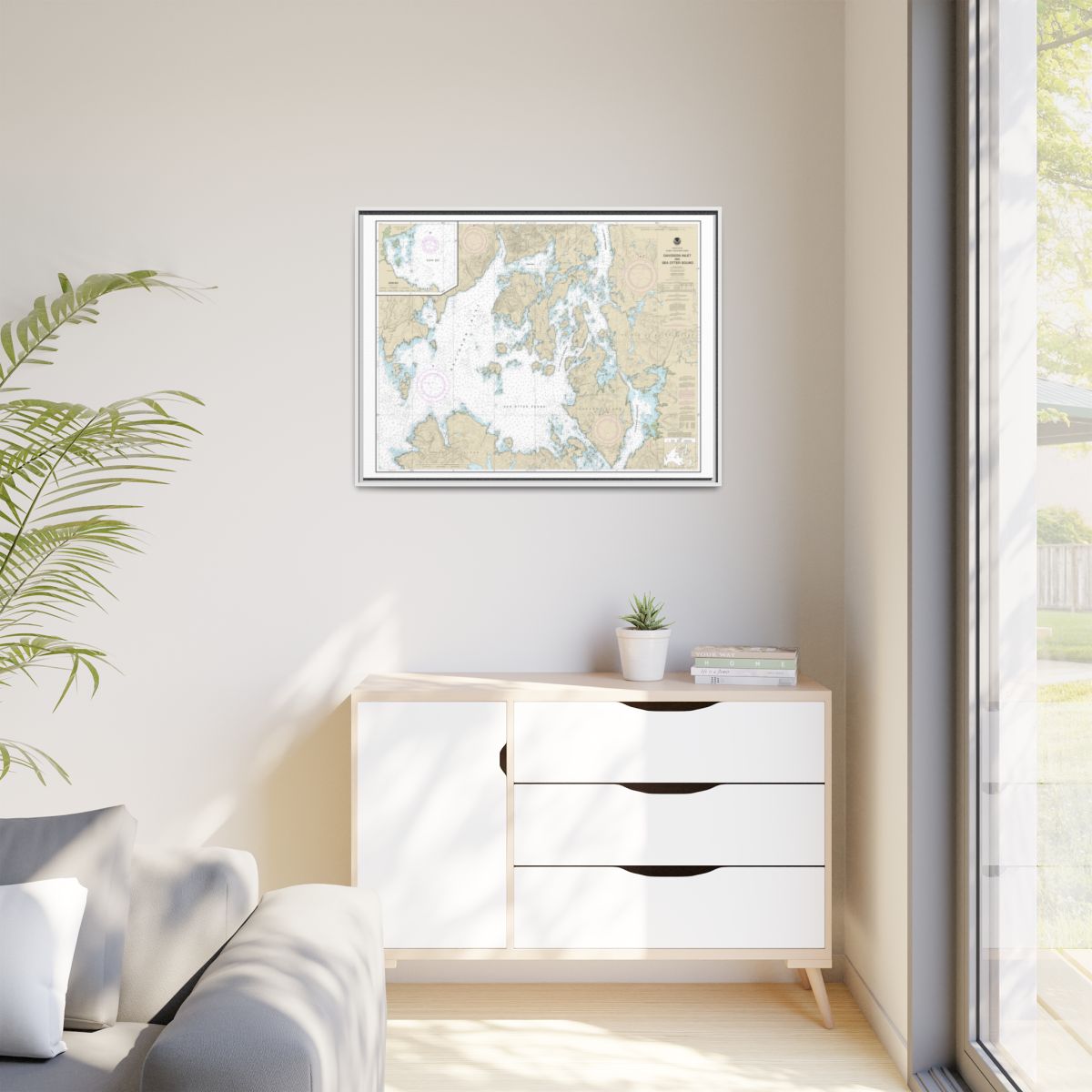 Chart 17403 Davidson Inlet and Sea Otter Sound;Edna Bay - NOAA Nautical Chart Floating Frame Canvas | 32" x 24" | 40" x 30" - White context-1
