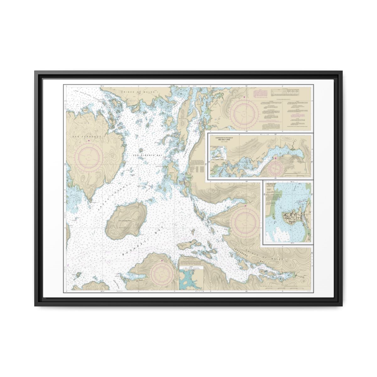 Chart 17405 Ulloa Channel to San Christoval Channel;North Entrance, Big Salt Lake;Shelter Cove, Craig - NOAA Nautical Chart Floating Frame Canvas | 32" x 24" | 40" x 30" - Black front