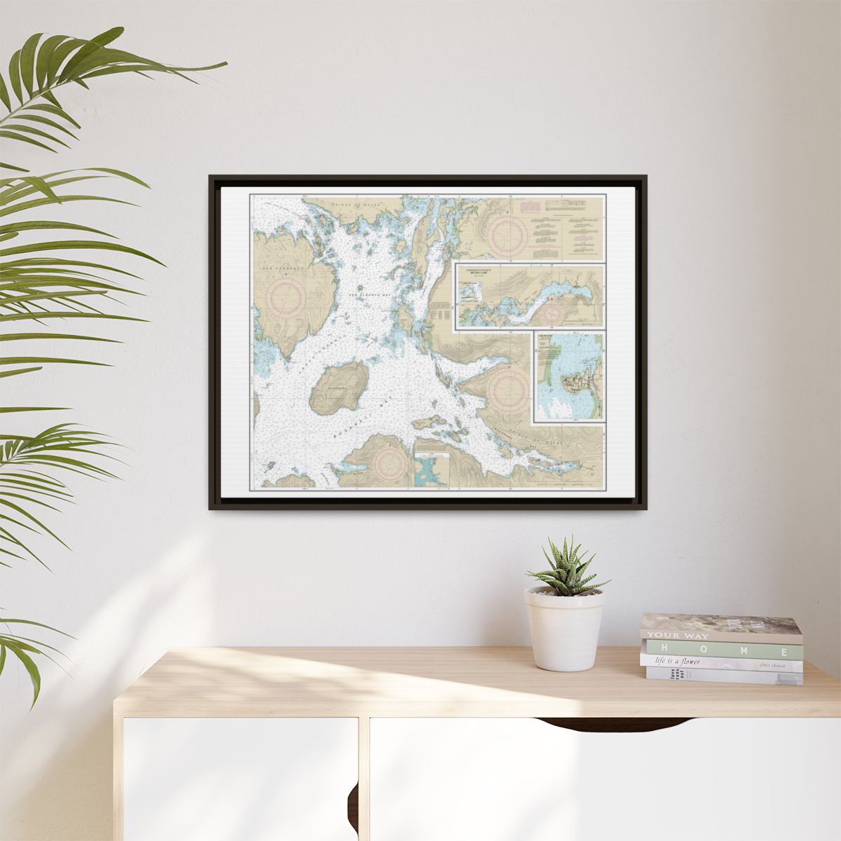 Chart 17405 Ulloa Channel to San Christoval Channel;North Entrance, Big Salt Lake;Shelter Cove, Craig - NOAA Nautical Chart Floating Frame Canvas | 32" x 24" | 40" x 30" - Espresso context-1