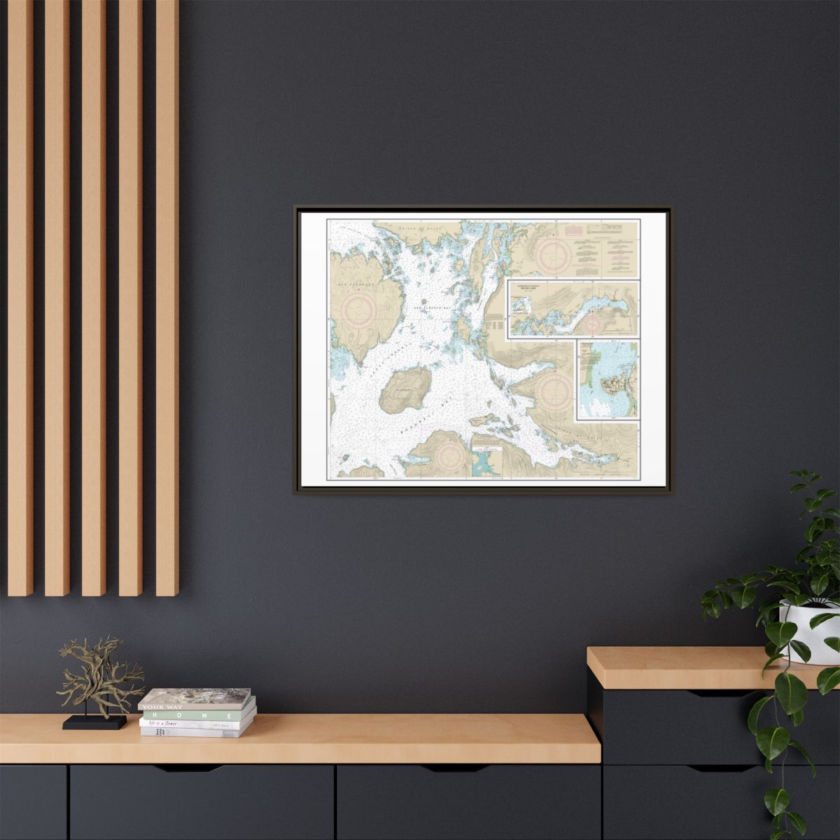 Chart 17405 Ulloa Channel to San Christoval Channel;North Entrance, Big Salt Lake;Shelter Cove, Craig - NOAA Nautical Chart Floating Frame Canvas | 32" x 24" | 40" x 30" - Espresso context-2