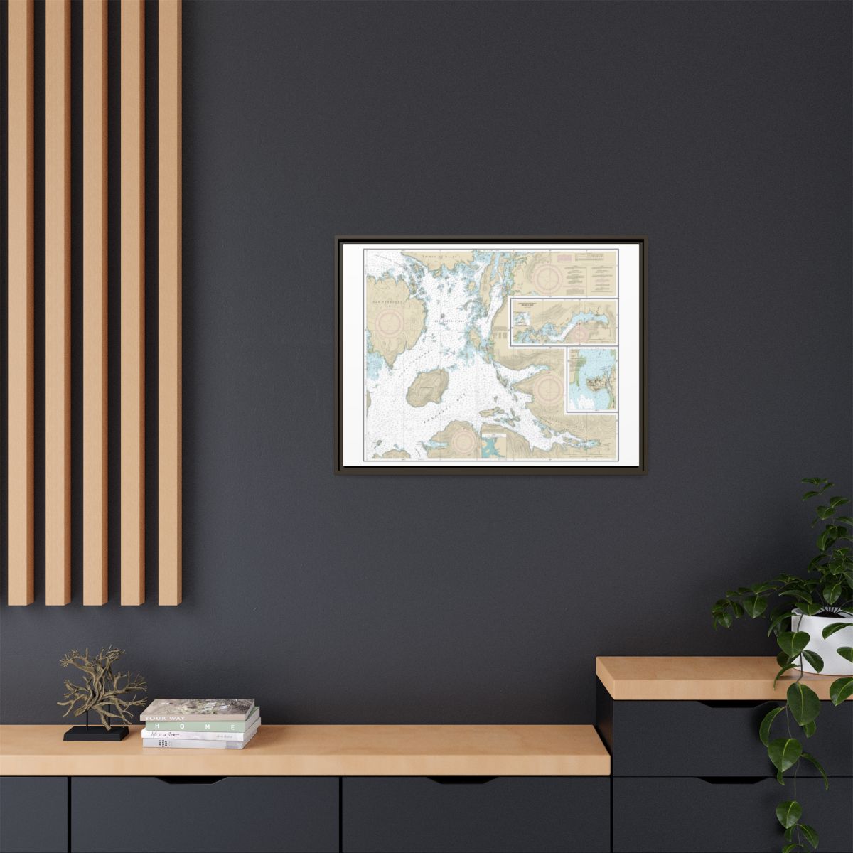 Chart 17405 Ulloa Channel to San Christoval Channel;North Entrance, Big Salt Lake;Shelter Cove, Craig - NOAA Nautical Chart Floating Frame Canvas | 32" x 24" | 40" x 30" - Espresso context-2