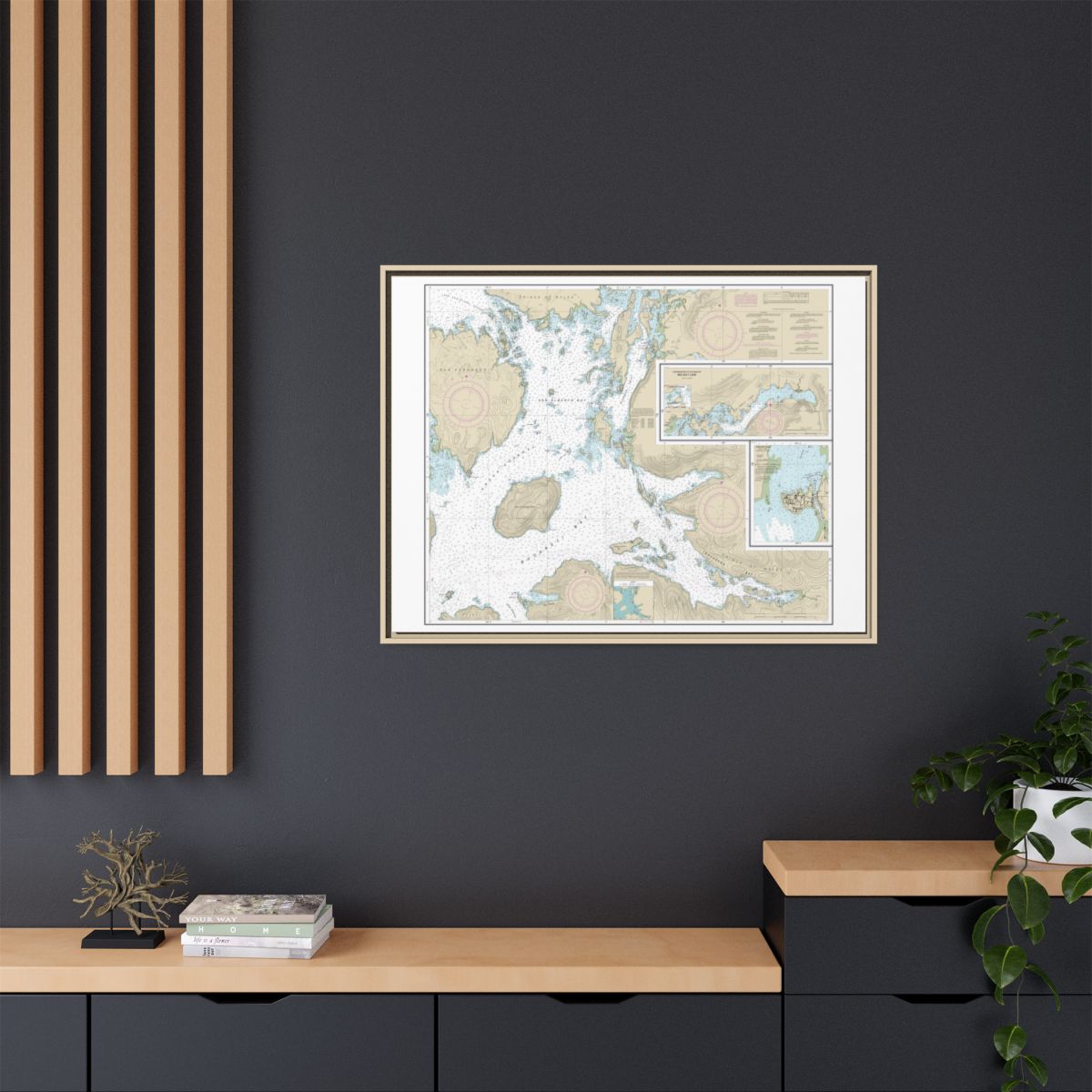 Chart 17405 Ulloa Channel to San Christoval Channel;North Entrance, Big Salt Lake;Shelter Cove, Craig - NOAA Nautical Chart Floating Frame Canvas | 32" x 24" | 40" x 30" - Natural context-2