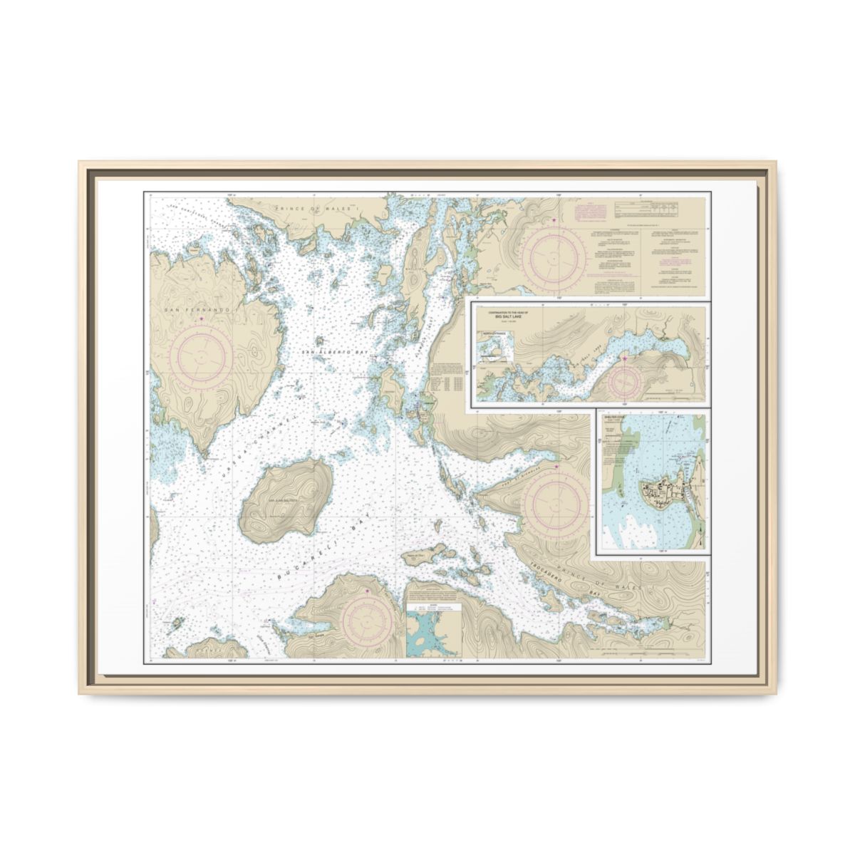 Chart 17405 Ulloa Channel to San Christoval Channel;North Entrance, Big Salt Lake;Shelter Cove, Craig - NOAA Nautical Chart Floating Frame Canvas | 32" x 24" | 40" x 30" - Natural front