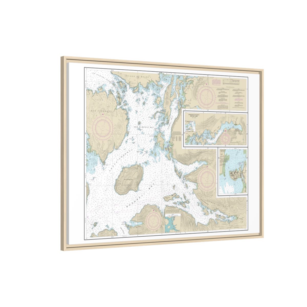 Chart 17405 Ulloa Channel to San Christoval Channel;North Entrance, Big Salt Lake;Shelter Cove, Craig - NOAA Nautical Chart Floating Frame Canvas | 32" x 24" | 40" x 30" - Natural side