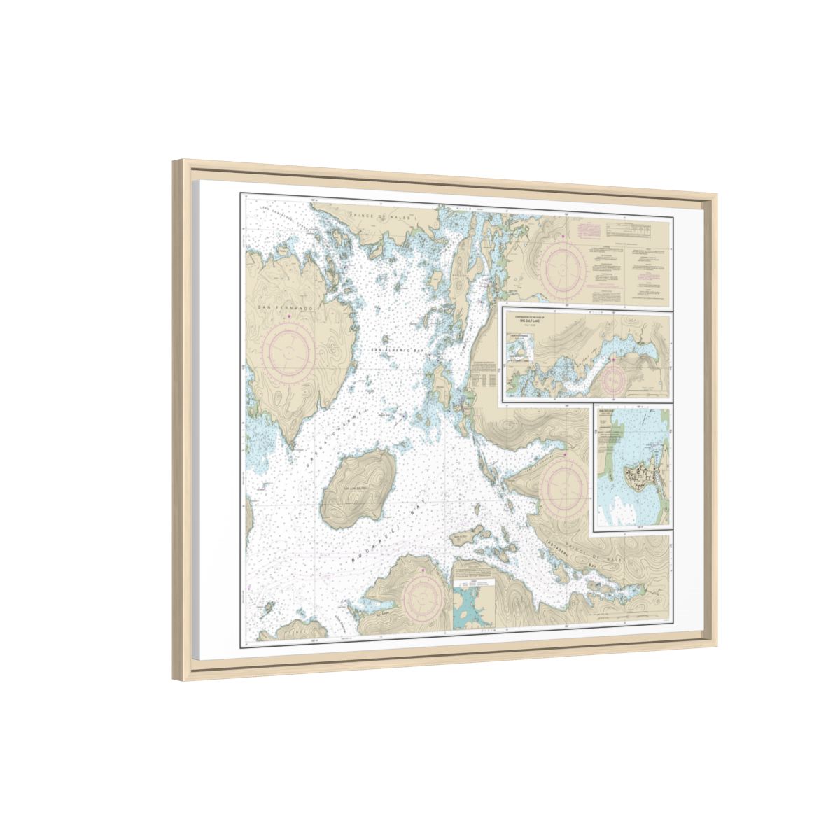 Chart 17405 Ulloa Channel to San Christoval Channel;North Entrance, Big Salt Lake;Shelter Cove, Craig - NOAA Nautical Chart Floating Frame Canvas | 32" x 24" | 40" x 30" - Natural side