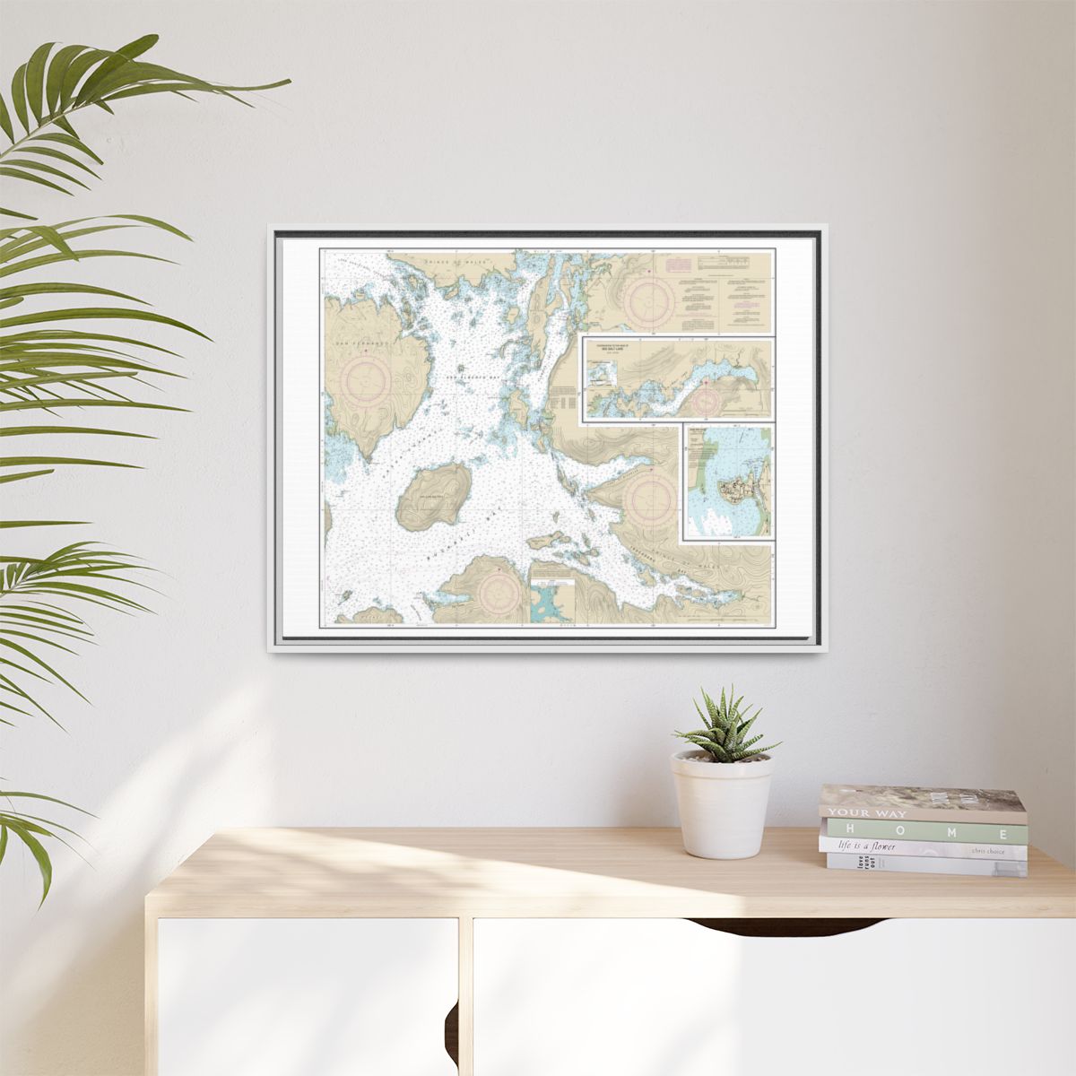 Chart 17405 Ulloa Channel to San Christoval Channel;North Entrance, Big Salt Lake;Shelter Cove, Craig - NOAA Nautical Chart Floating Frame Canvas | 32" x 24" | 40" x 30" - White context-1