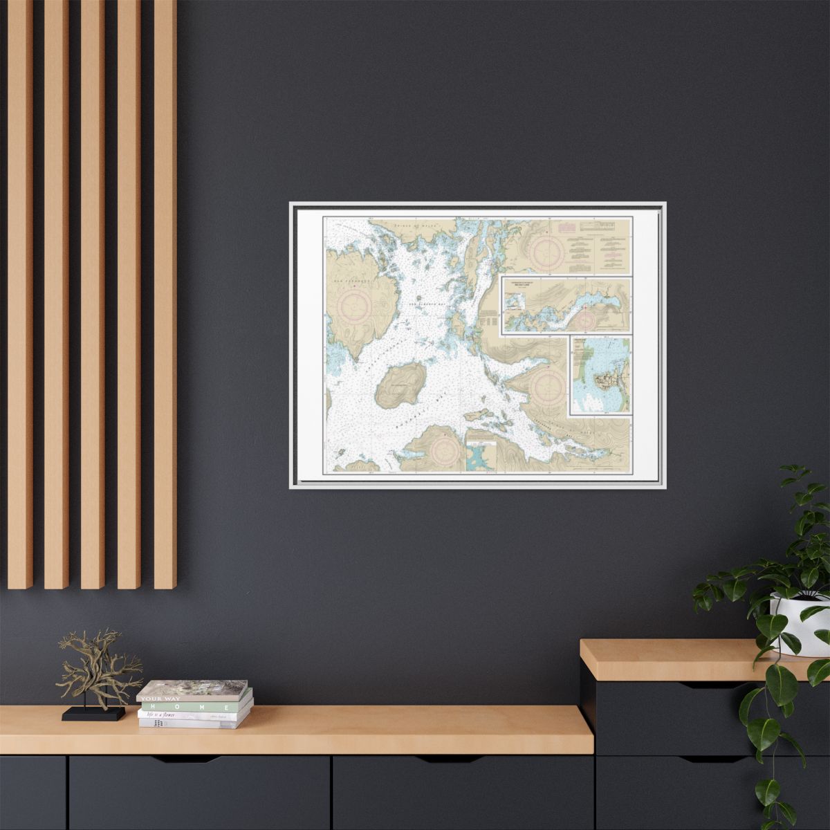 Chart 17405 Ulloa Channel to San Christoval Channel;North Entrance, Big Salt Lake;Shelter Cove, Craig - NOAA Nautical Chart Floating Frame Canvas | 32" x 24" | 40" x 30" - White context-2