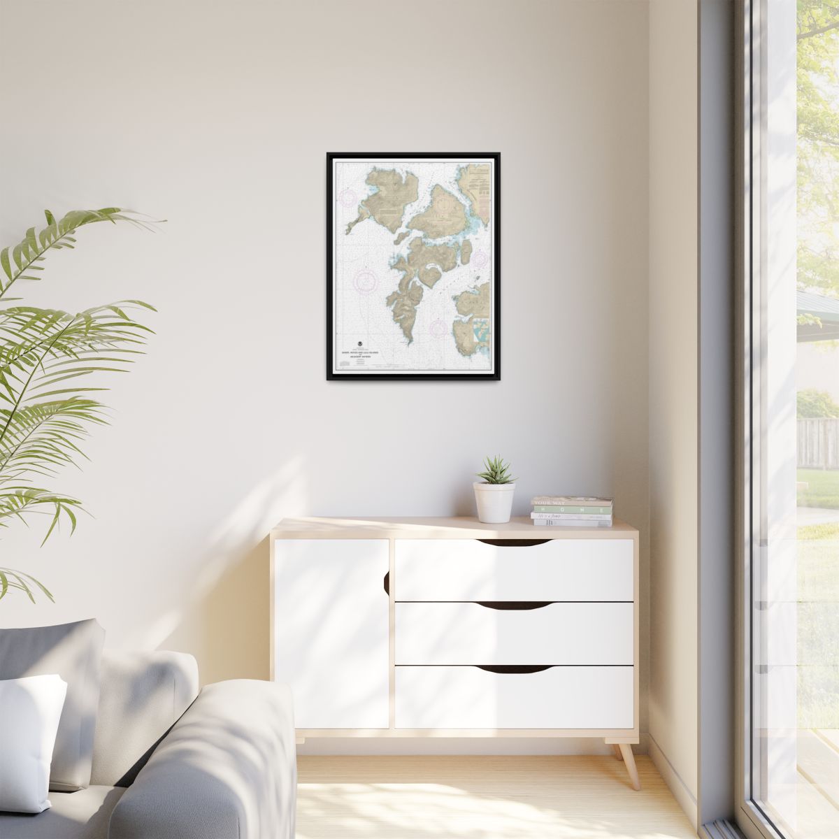 Chart 17406 Baker, Noyes, and LuluIslands and adjacent waters - NOAA Nautical Chart Floating Frame Canvas | 24" x 32" | 30" x 40" - Black context-1
