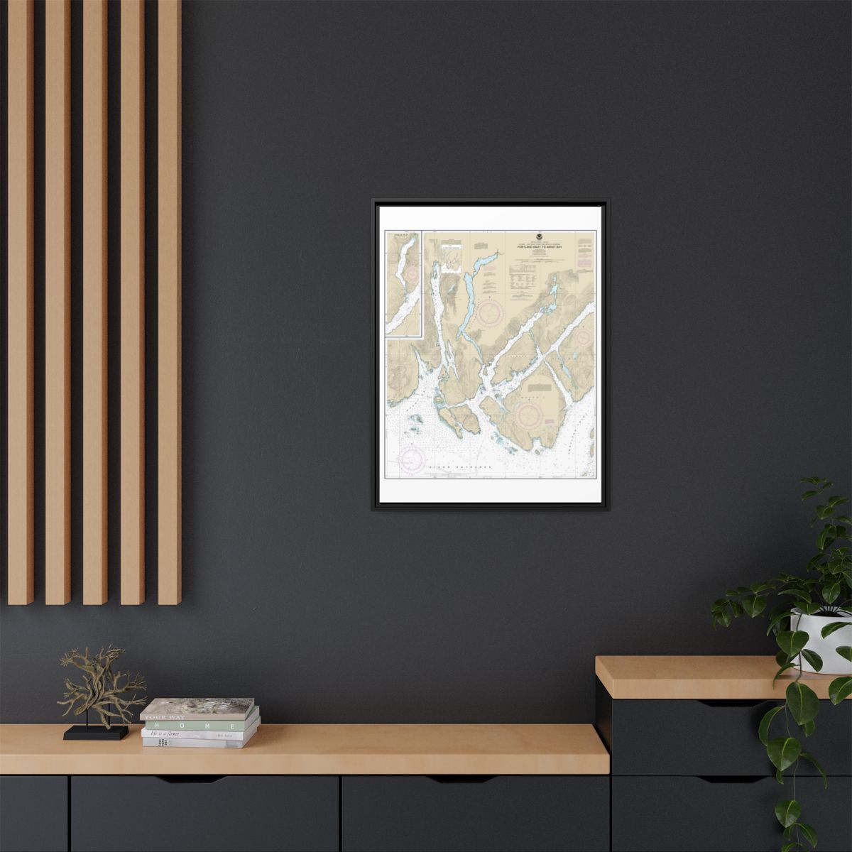 Chart 17437 Portland Inlet to Nakat Bay - NOAA Nautical Chart Floating Frame Canvas | 24" x 32" | 30" x 40" - Black context-2