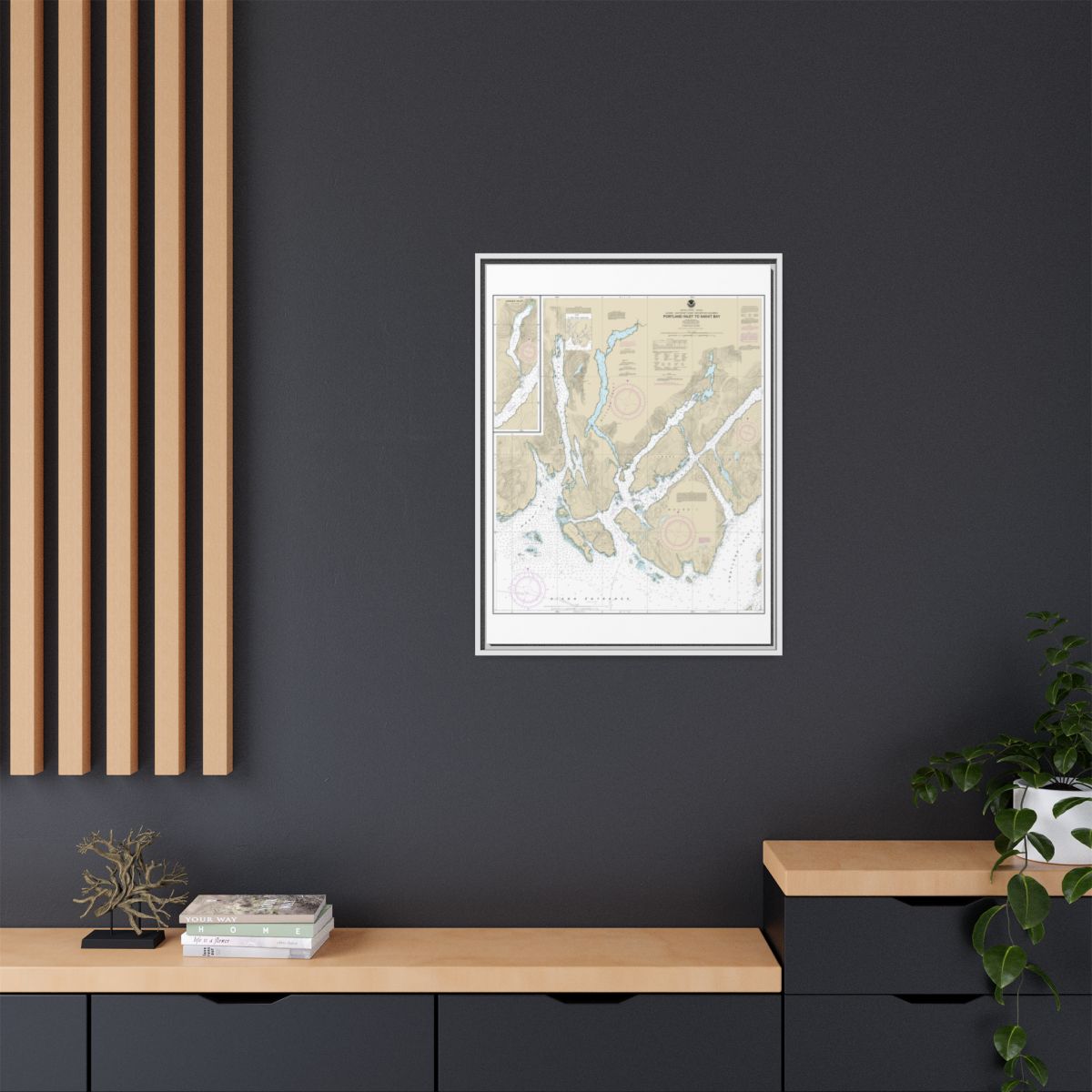 Chart 17437 Portland Inlet to Nakat Bay - NOAA Nautical Chart Floating Frame Canvas | 24" x 32" | 30" x 40" - White context-2