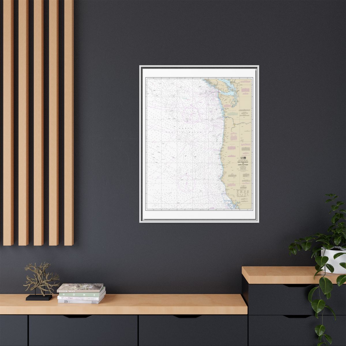 Chart 18007 San Francisco to Cape Flattery - NOAA Nautical Chart Floating Frame Canvas | 24" x 32" | 30" x 40" - White context-2