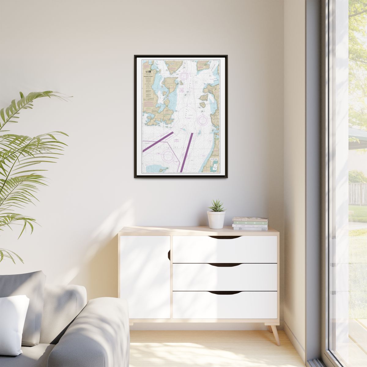 Chart 18429 Rosario Strait-southern part - NOAA Nautical Chart Floating Frame Canvas | 24" x 32" | 30" x 40" - Espresso context-1