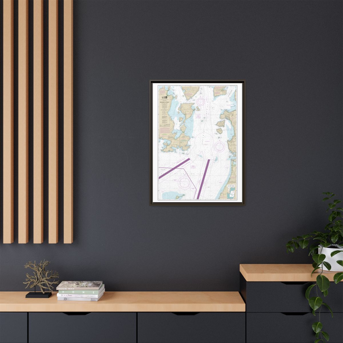 Chart 18429 Rosario Strait-southern part - NOAA Nautical Chart Floating Frame Canvas | 24" x 32" | 30" x 40" - Espresso context-2